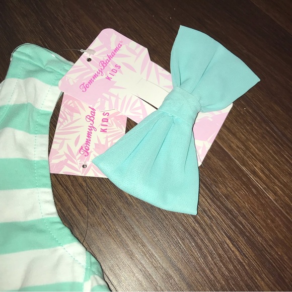 Tommy Bahama Sequined Flamingo Striped Dress With Matching Hair Bow NWT - Picture 4 of 8